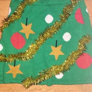 Green and red Christmas tree sweater skirt Junior Size M